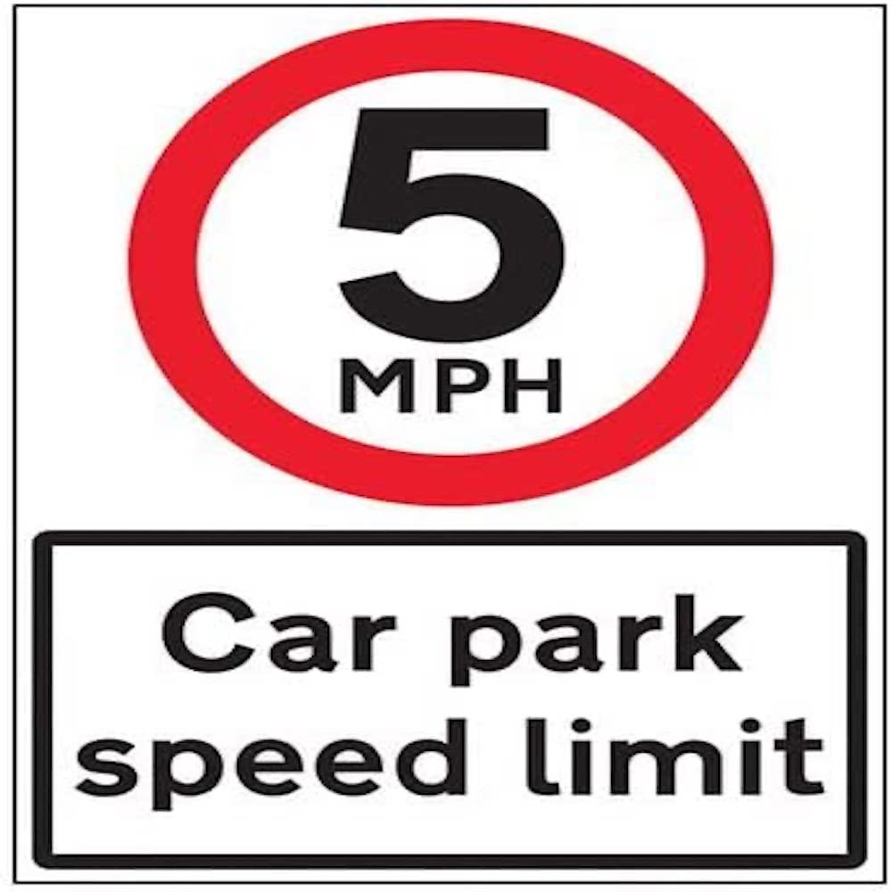 V Safety 5 MPH Car Park Speed Limit - 3mm Alumcomp Ra1 Anti Graffiti - 450x600mm