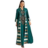 Abayas for Women Muslim Dress Long Sleeve Floral Sequins/Embroidery Long Maxi Dresses Caftan Robe