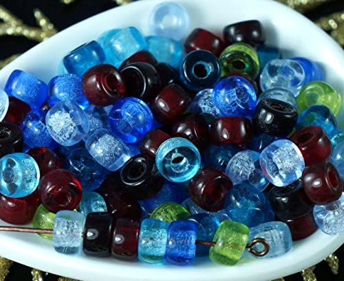 Multicolor Mix Czech Glass Round Pony Large Hole Beads Ring Roller Crow 6mm x 4mm 60pcs