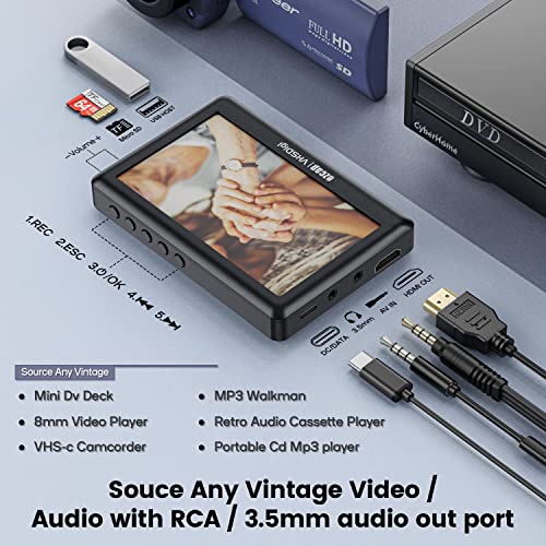 Convert VHS to Digital Mp4 Vinyl Cassette CD Player to Mp3 Converter