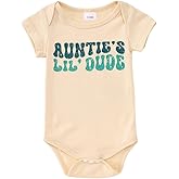CM C&M WODRO Newborn Baby Boy Bodysuit Aunties Lil Dude Funny Onesie Infant Romper Summer Aunt Baby Clothes Gift 0-18M