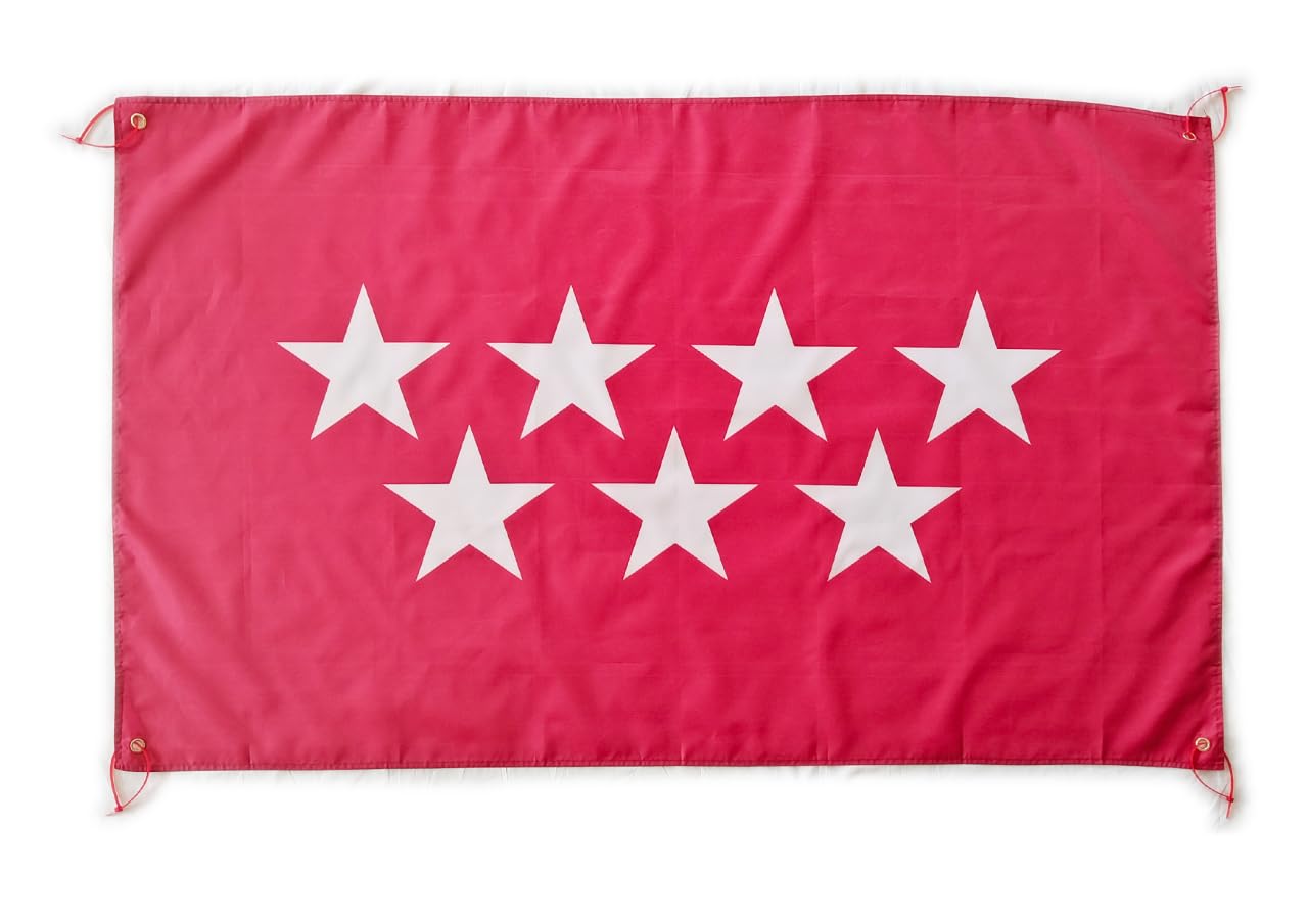 Pandiui23 Community of Madrid Flag 150 x 90 cm, Community of Madrid Flag for Balcony with 4 Eyelets and 4 Ties - Madrid C Flags