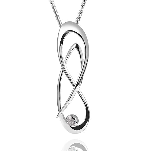 MATERIA 925 Silber Damen Kettenanhänger Unendlichkeit 17x51mm mit Silber Schlangenkette 45cm inkl. Schmuck Box #183-22