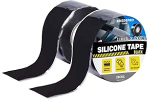 SIKEDEPRO Seal Self Fusing Silicone Tape, 2 Rolls 1inx10' Weatherproof Pipe Repair Tape, Heavy Duty and Leak Proof Rubber Pipe Tape，Flex Seal Tape for Emergency Pipeline Repair/Cable Bandage/（Black）