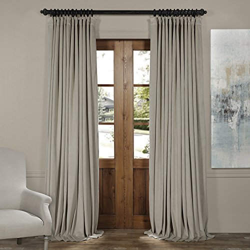 HPD HALF PRICE DRAPES VPCH-VET160405-96 Signature Doublewide Blackout Velvet Curtain,Cool Beige,100 X 96