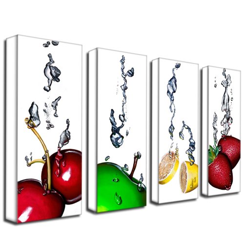 Trademark Fine Art Splash II by Roderic Stevens Canvas Wall Art, Four 12x32-Inch