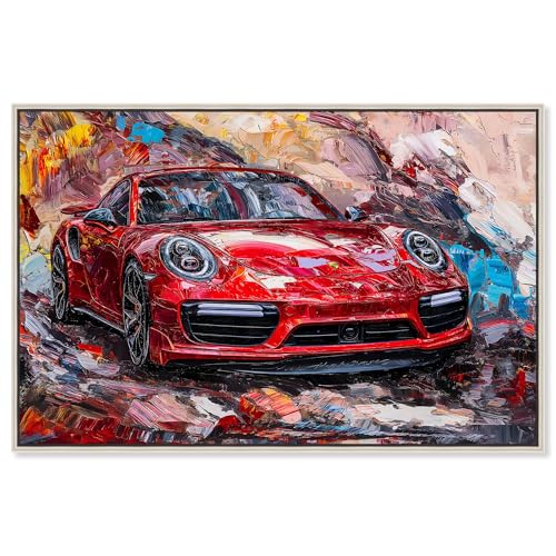 Art Remedy Porsche Pulse Canvas Lux Car Paintings, Silver Frame, 45" x 30"