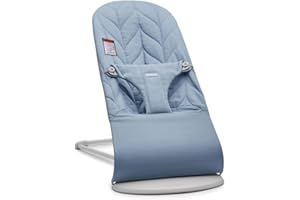BabyBjörn Bouncer Bliss, Woven Petal quilt, Blue | 2-in-1 Adjustable Baby Bouncer Seat and Toddler Chair, Newborn to Toddler 