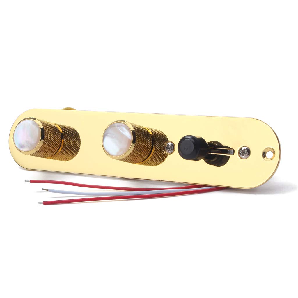 Alnicov Fully Loaded Control Plate Pre-Wired 3-Way Control Plate With Wiring Harness For Fender Tele Telecaster Electric Guitar,Gold