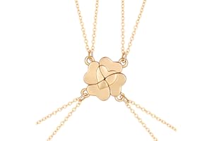 DOYYCA Friendship Necklace Magnetic Matching Four Leaf Clover Best Friend Necklace Gifts for Girls Women Magnet BFF Necklace for 4