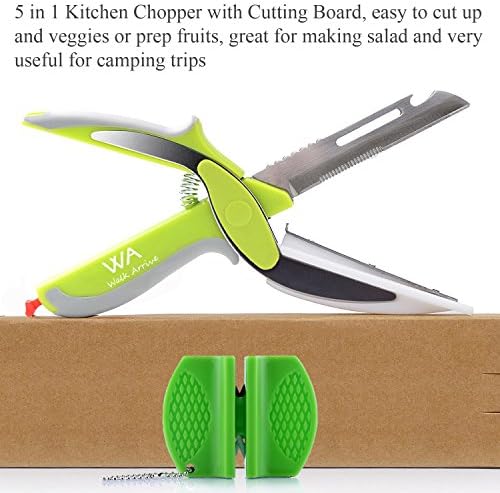 Walk Arrive Multipurpose Chopper Kitchen Scissor Food Chopper Food Scissor Slicer Vegetable Chopper Kitchen Knife Veggie Cutter Salad Cutter Fruit Peeler (Green)