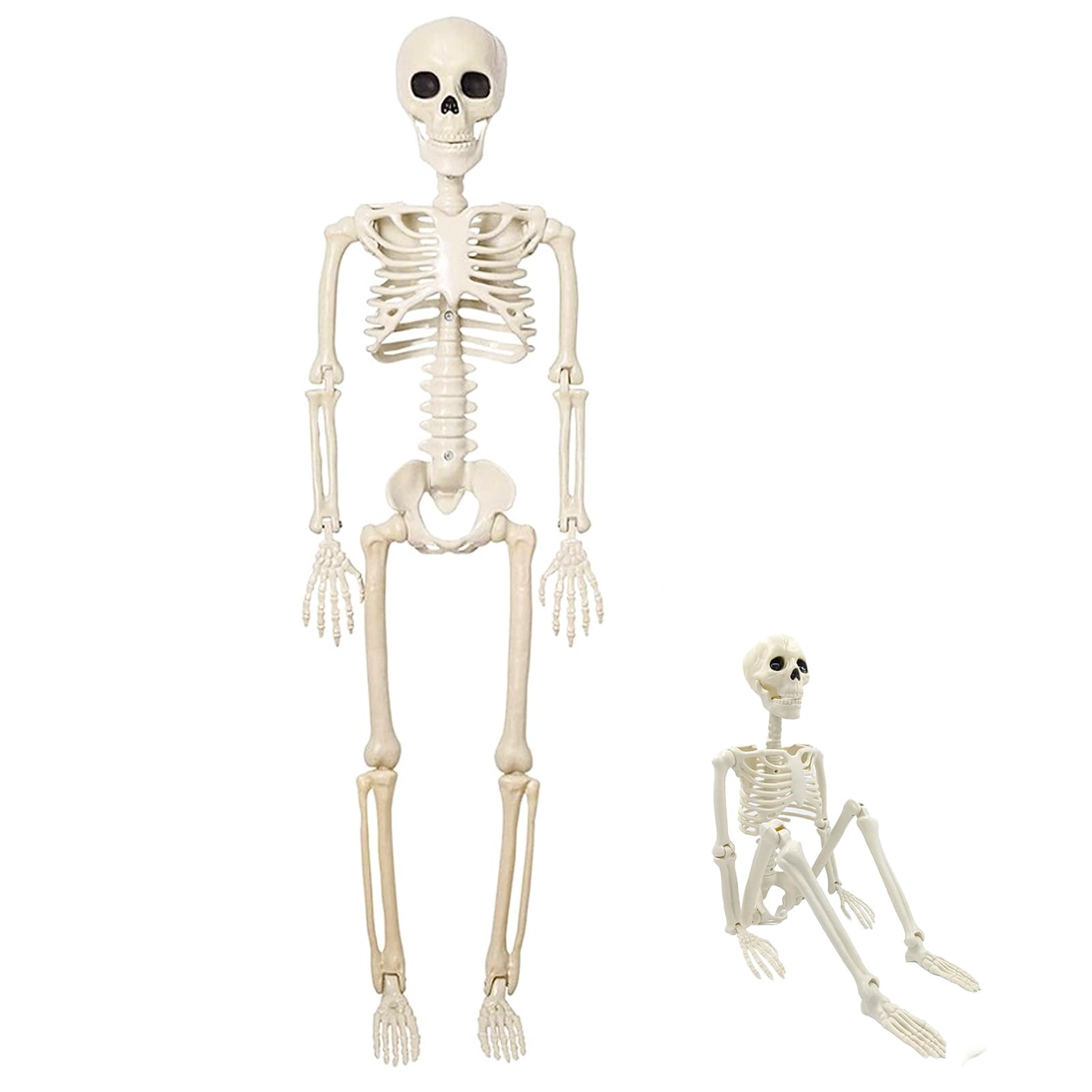 ICOUVA Halloween Posable Skeleton Decoration - 40cm Plastic Skeleton for Indoor or Outdoor Garden Decor, Christmas Day and Other Party Decorations