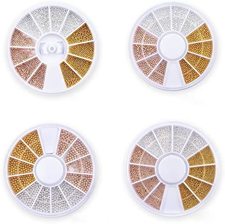 Mixed Size 3D Nail Art Decorations Metal Materials Beads Studs Gems Wheel DIY Nail Art Beads (1mm, 1.2mm, 1.5mm and 0.8mm)