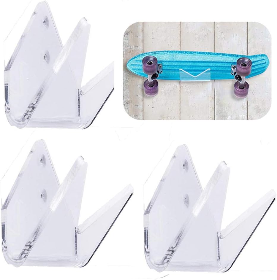 No Branded Skateboard Wall Hanger Display Rack, Invisible Skateboard Wall Mount, Longboard Skateboard Holder, Acrylic Wall Mount Display Rack, Durable High Load Wall Storage Skateboard Rack