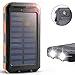 Solar Charger, Tagital Solar Power Bank 12000mAh External Backup Battery Pack Dual USB Solar Panel Charger with 2 LED Light Carabiner Compass Portable for Emergency Outdoor Camping Travel (Orange)