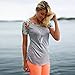 HighpotSummer Women Gray Floral Shoulder Prints Short Sleeve T-shirt Casual Top