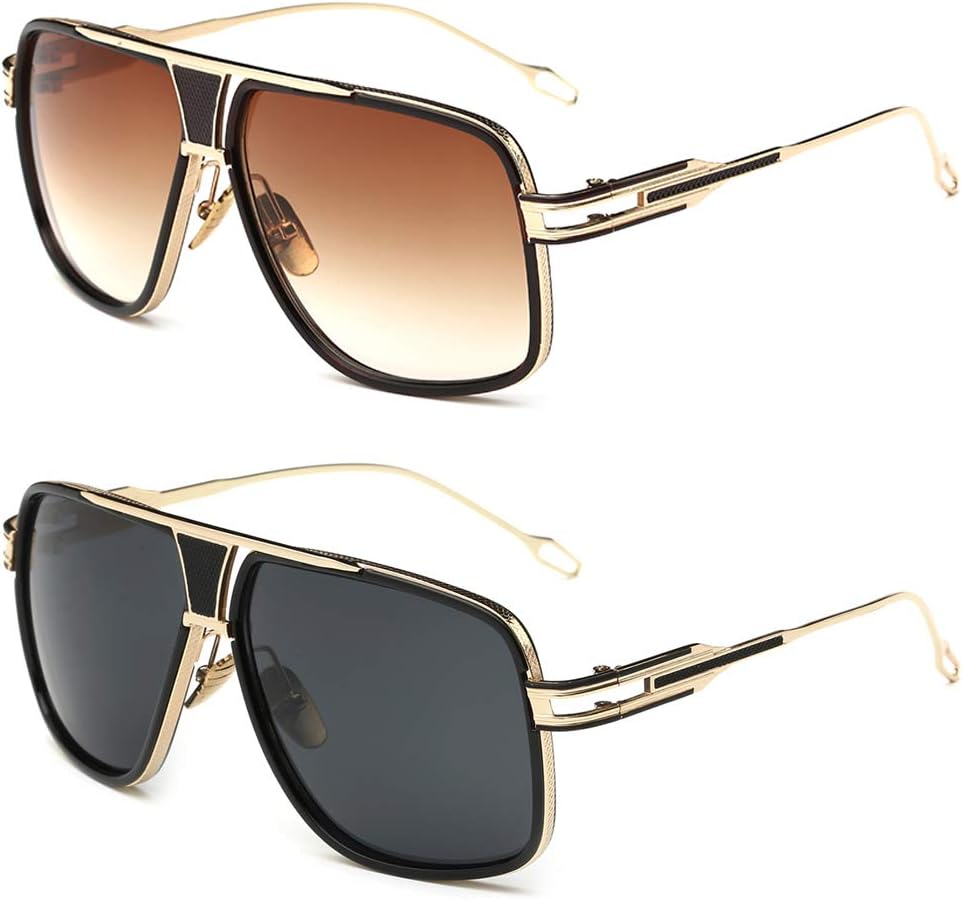 Gobiger Aviator Sunglasses for Men 100% UV Protection Goggle Alloy Frame with Case