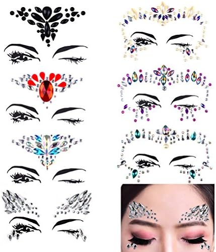 7 Set Women Pearl Face Gems For Coachella Prom Masquerade Party Carnival Party Costume Ball