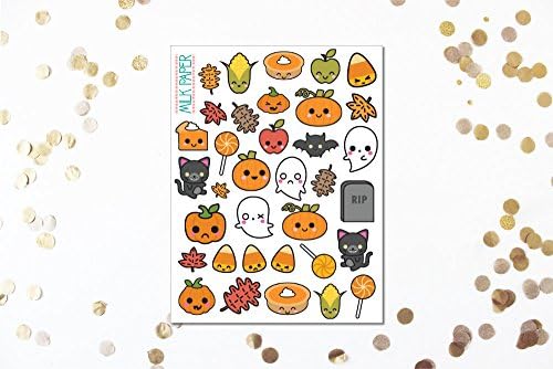 Kawaii Autumn, Halloween, Thanksgiving Planner Stickers [MATTE] [Set of 35]