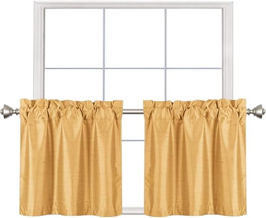 Amazon Com Home Queen Faux Silk Rod Pocket Tier Curtains For