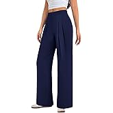 JEKAOYI Women's High Waisted Casual Pants Wide Leg Stretchy Business Dress Work Pull On Trousers