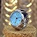 Start Unisex Men Women Couple Ring Watch Creative Elastic Stainless Steel Finger Watch (Blue)