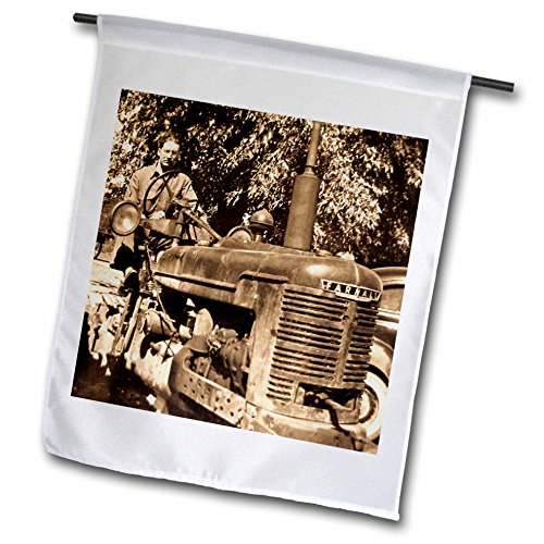 3dRose fl_8478_1 Vintage Farnall Tractor Sepia Garden Flag, 12 by 18-Inch