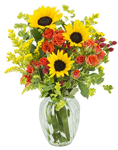 Blooms2Door Valentine's Day Favorite: Sunset Serenity Sunflower Mixed Bouquet with Vase - Thumbnail 3