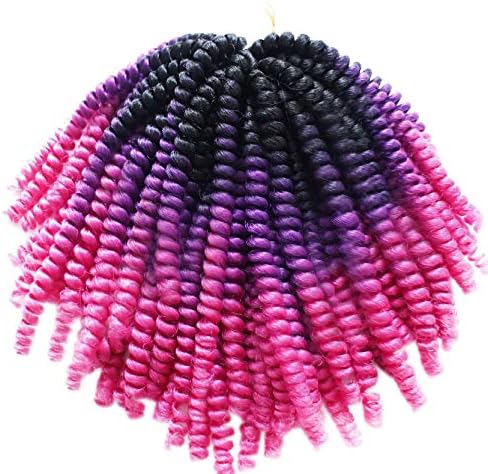 Onetree Spring Twist Crochet Braids Ombre Synthetic Spring Afro Kinky Curly Twist Crochet Braid Braiding Hair Extensions 12Inch 30Strands (6Pcs/Lot, Ombre Black/Purple/Red)