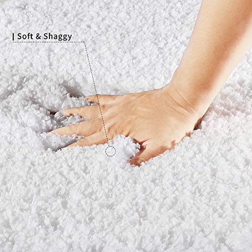 Sheepping Bath Rug Runner White Absorbent Long Bath Mat for Bathroom - Washable Non Slip Bath Mat Decorative Floor Mats Carpet for Bathroom - 59 x 20 inch