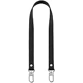 VanEnjoy 26 Inch Full Grain Leather Replacement Hand Strap for Handbag Shoulder Bag Purse(Black-Silver Metal)