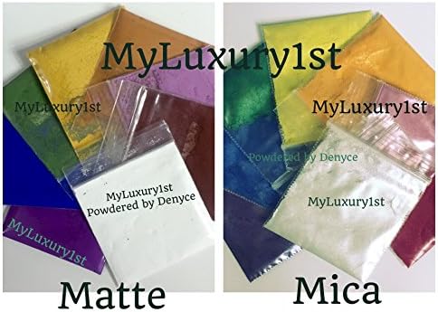 Lot of 16 Two 2 Gram Shimmering Mica &amp; 8 Matte Combination Cosmetic Cold Hot Process Melt &amp; Pour Cp Hp Mp Burgundy RED Orange Neon Yellow Green Blue Purple White Pink Colorant Pigment Powders 2g