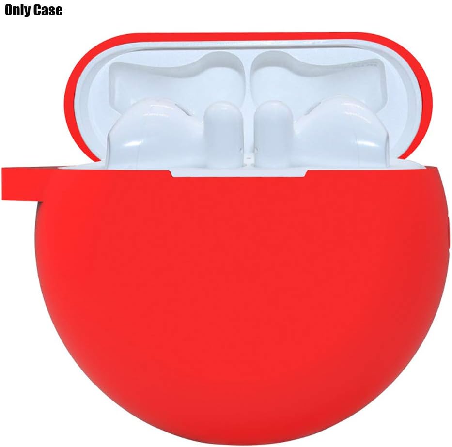 Soft Silicone Protective Case Full Cover with Carabiner for Huawei FreeBuds 3 (Red)