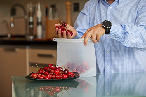 Reusable Silicone Food Storage Bags 3 Pack - 2 x Large 50 oz, 1 x Small 30 oz, Food Grade BPA-Free, Airtight Zip Seal, Leak Proof, Keeps Fruits and Vegetables Fresh - Criss Elite