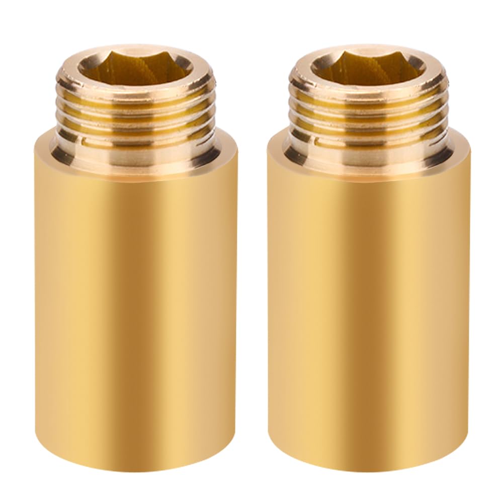 Brass Tap Extension 1/2 Inch x 40 mm, DN15 Thread Extension, 1/2 Inch Female x 1/2 Inch External Thread, 40 mm Brass Extension Fitting, Connection Extension for Drinking Water and Heating Installation