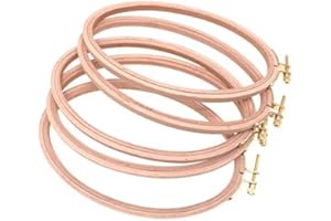 BWRMHME 8 X 5 Inch Beechwood Oval Embroidery Hoops Tightness Adjustable Wooden Cross Stitch Hoops Embroidery Tool Hand Craft Art Set of 5