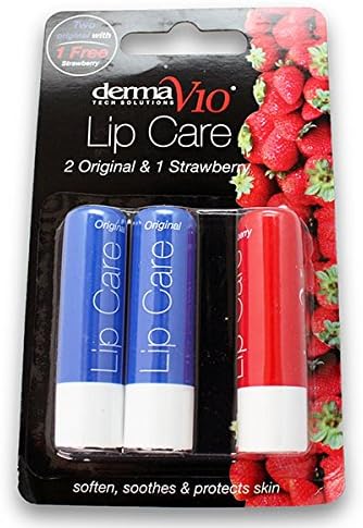 Derma V10 Lip Balm 2 Original 1 Strawberry 3 Pack Dry Chapped Lips
