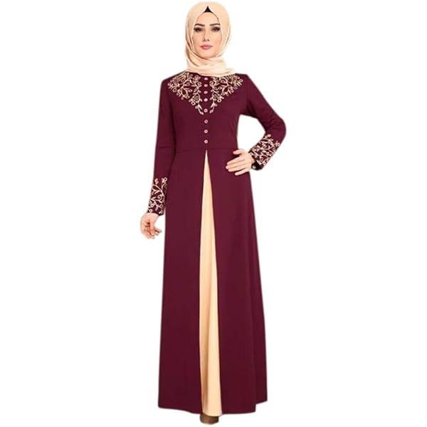 Amazon.com: Women's Muslim Prayer Dress Hijab Scarf Islamic Abaya Dress  Two-Piece Full Length Dress (05777Wine red, l) : Clothing, Shoes & Jewelry