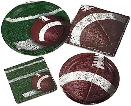 Tailgate Rush Football Party Supply Bundle for 16 Guests - Includes Plates and Napkins