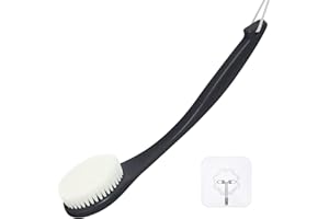 Body Brush Back Scrubber, Never Mold Back Brush Long Handle for Shower, Wet & Dry Brushing Body Brush with Moderate Bristles 