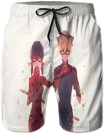 GUOZX Boardshorts Miraculous Ladybug Men's Printed Summer Stretch Beach Shorts Swim Trunks XL