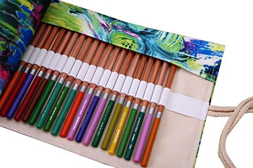 Sunreed Canvas Wrap Holder for 72 Colored Pencil, Roll Case for Pencils, Travel Organizer Pouch for Artist, Multi-purpose (No Pencils Included)-Starry Light 36holes