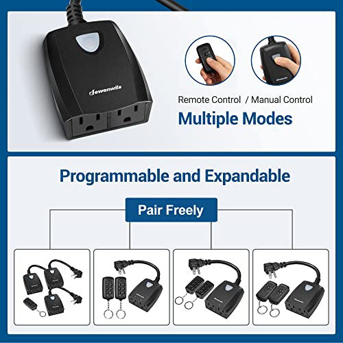 DEWENWILS Outdoor Wireless Remote Control Outlet Power Strip