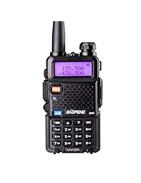 Baofeng UV-5R Radio de dos vías de doble banda jamón Walkie Talkie de mano UHF/VHF 136 174/400 480 MHz 128 canales (negro)