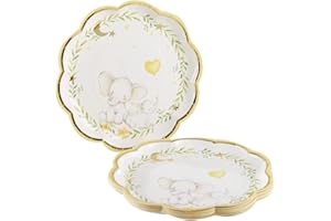 Elephant Baby Shower 9 in. Premium Decorative Paper Plates | Party Supplies (Set of 16)