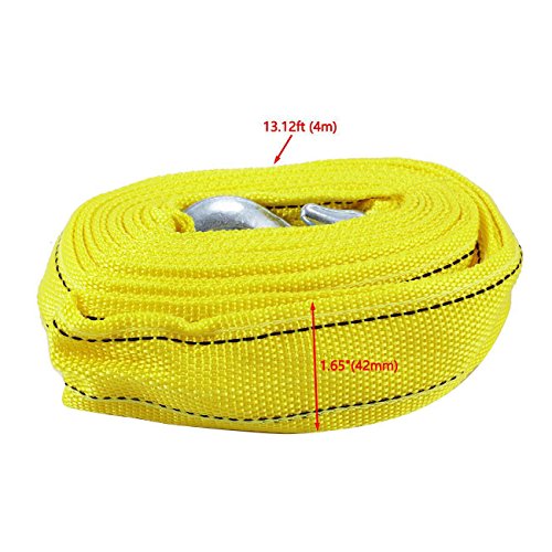 POWLAB 13ft/4m 5 Ton Heavy Duty Self-Rescue Car Tow Rope Strap Belt Polyester Strong Hook Towing Cable Trailer For ATV UTV Truck Boat