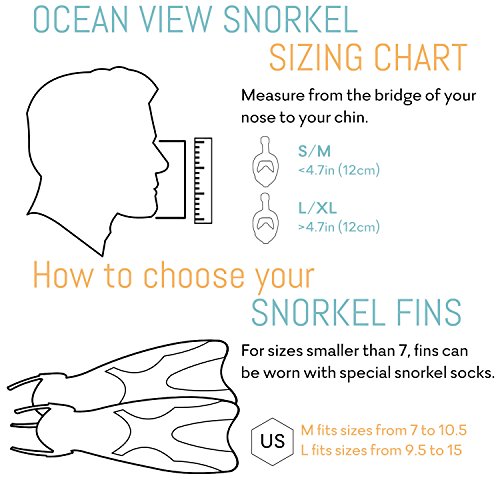 COZIA Design Snorkel Set with Foldable Full Face Snorkel Mask and Adjustable Diving Fins (Mask Large + Fins Large)