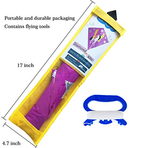 Zhuoyue Diamond Kite for Kids and Adults, Single Line Easy to Fly Beginner Kite with Long Tail,Funny and Ripstop Fabric Outdoor Toys - Thumbnail 6