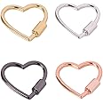 4 pcs 30mm Heart Shape Multi-Function Carabiner Clip Aluminum Ring Key Chain Carabeaner Bulk Hook Pack for Camping Hiking Fishing Traveling Dog Leash Ring