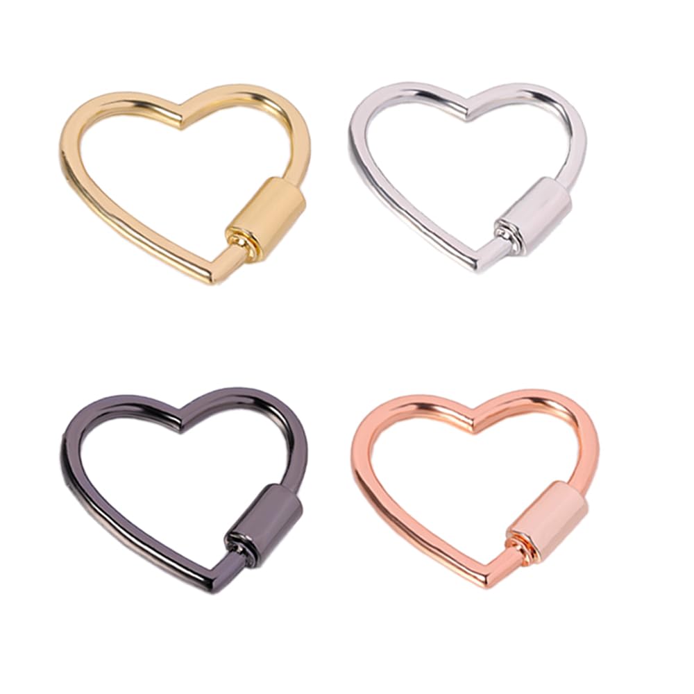 Photo 1 of 4X Heart Shape Screw Lock Keychain, Multi-Function Small Cute Clip for Labubu Carabiner Keys Camping Hiking Fishing Traveling Dog Novelty Carabiners Ring (Multicolors)
